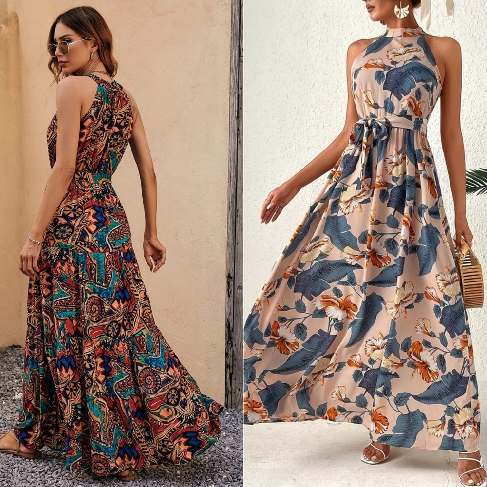 Garden Kiss Halter Maxi Dress - Sand - Picture 6 of 7